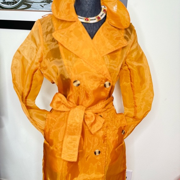 7 For All Mankind Orange Trench Coat - Picture 5 of 8